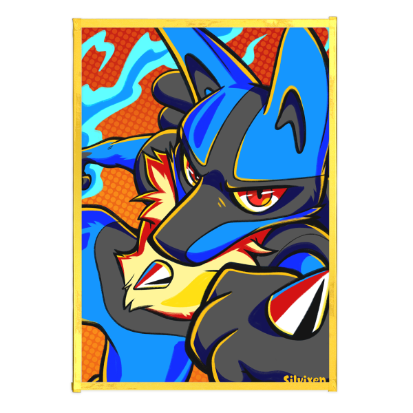 Lucario Art Board with Gold-Edge