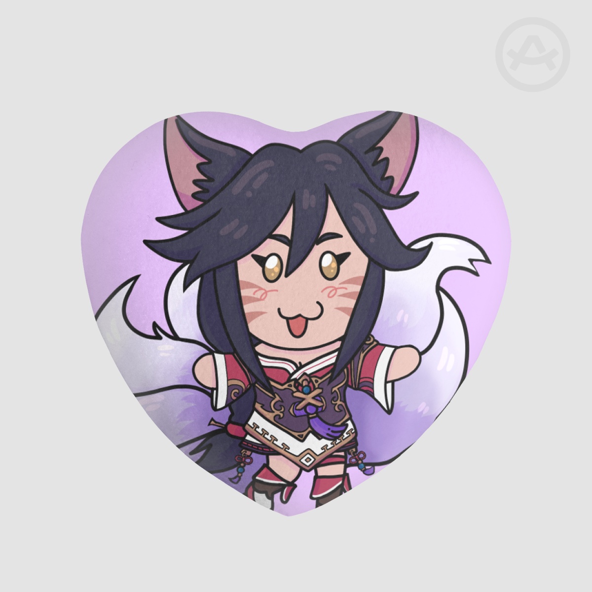 ahri plushie heart badge