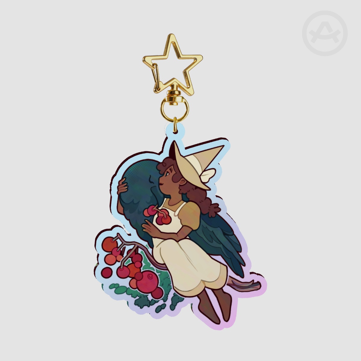 Raven witch - Rainbow keychain