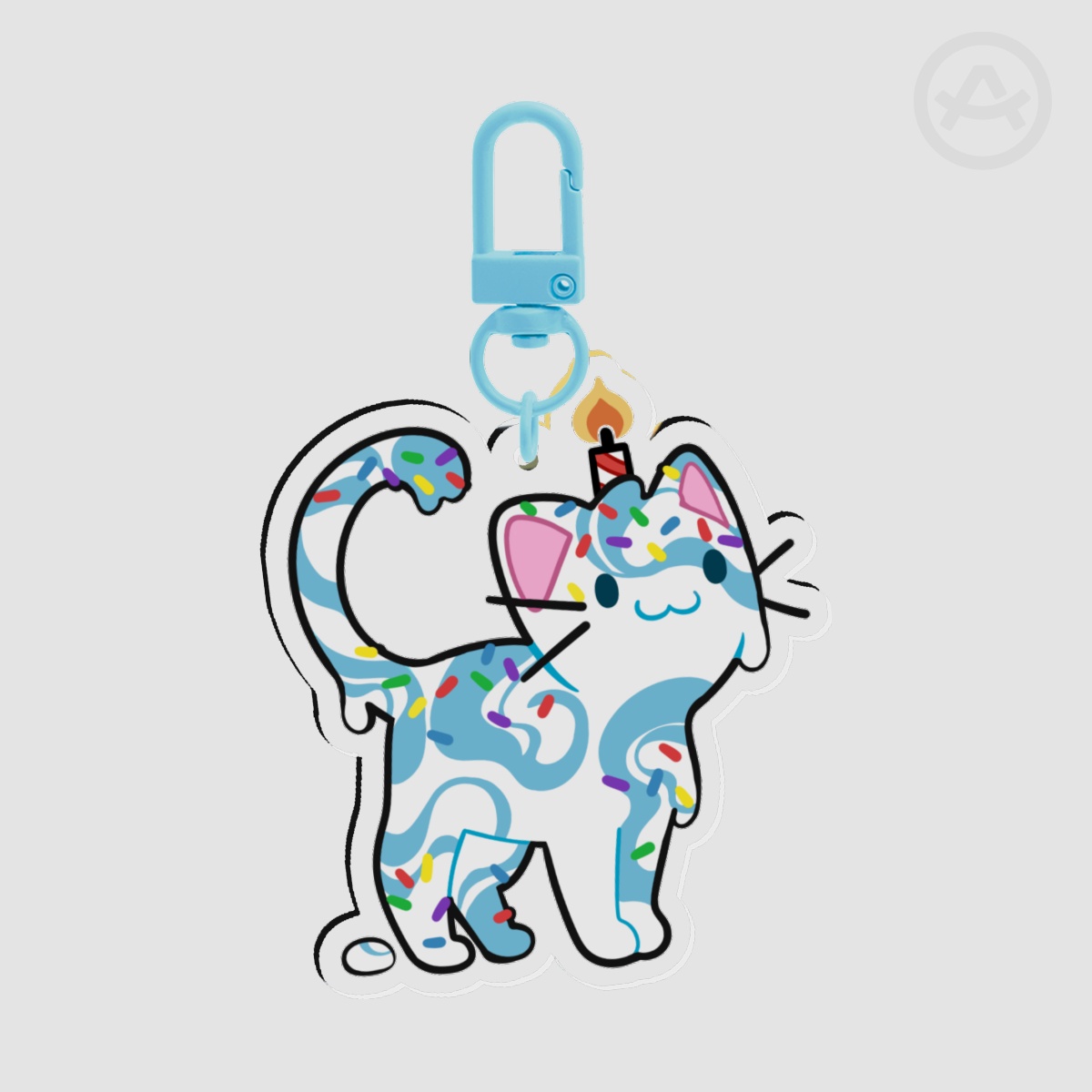 Birthday Cake Ice Cream Cat Keychain