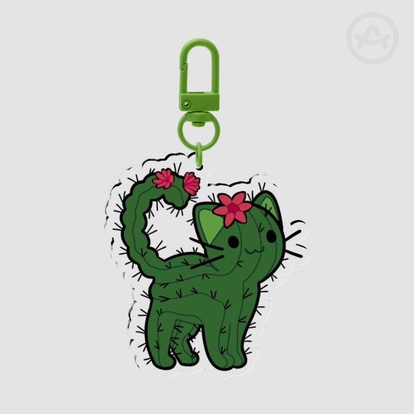 Cactus Cat Keychain
