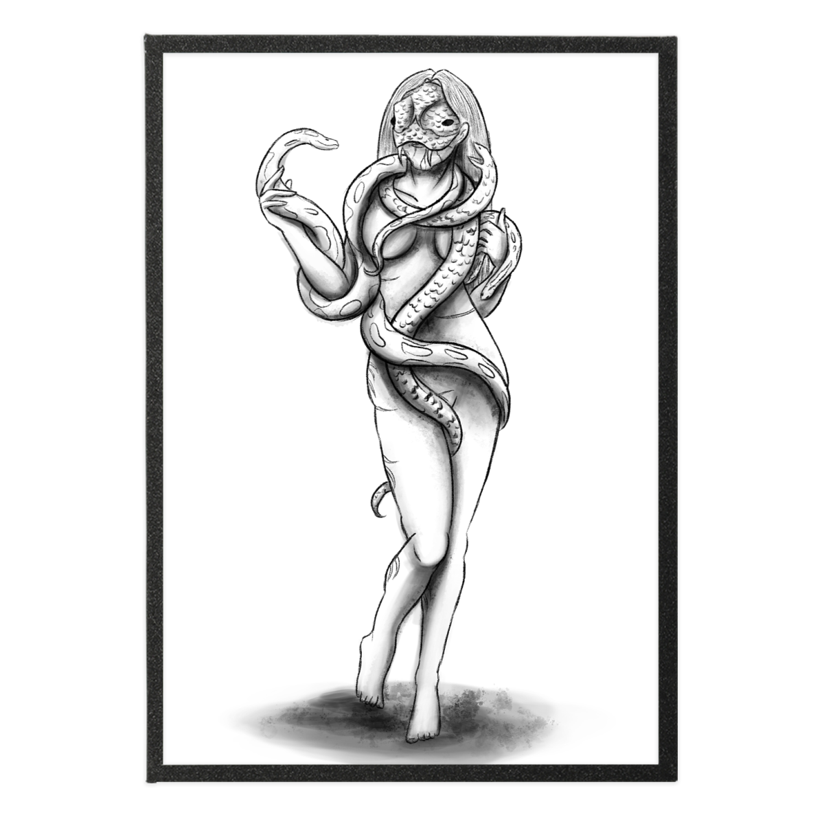 "The Head of the Silver Serpents" Black and White Art Board (Alternative ver.)