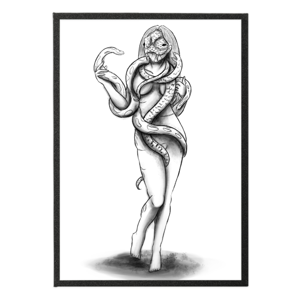 "The Head of the Silver Serpents" Black and White Art Board (Alternative ver.)