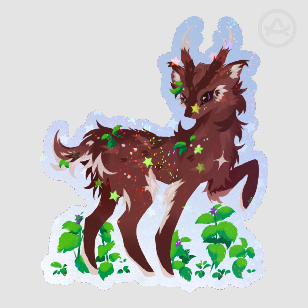 Muntjac Deer Starry Woodland Holographic Stickers