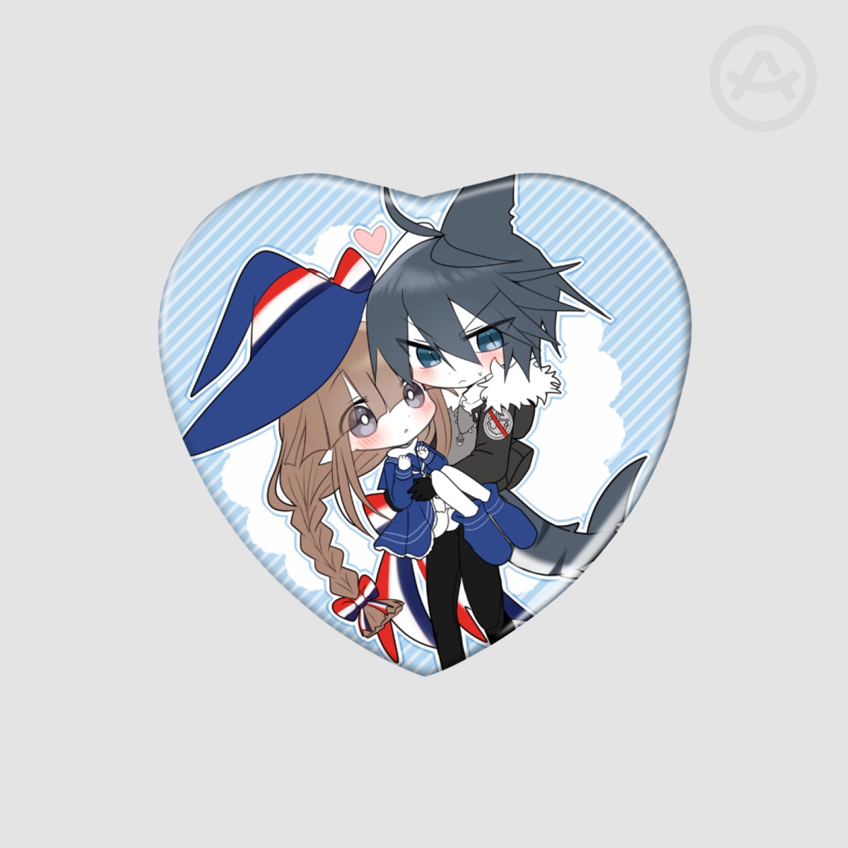 Chibi SameWada - Heart Shape Holographic Badges