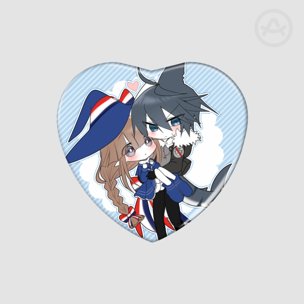 Chibi SameWada - Heart Shape Holographic Badges