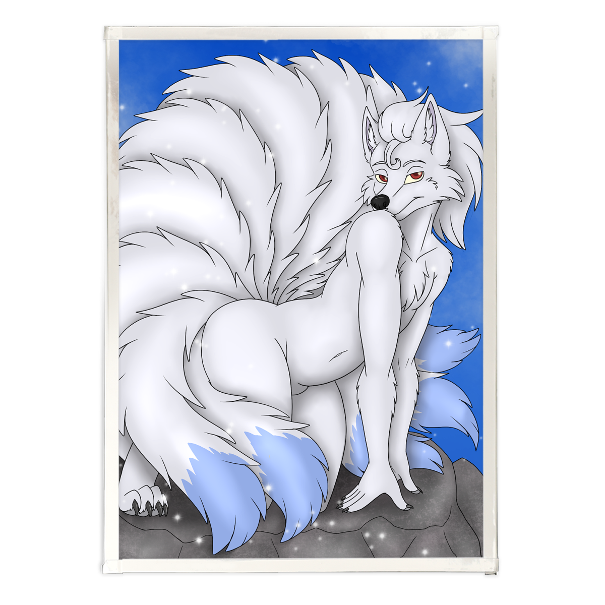Ninetails Shiny - Art Board with Silver-Edge
