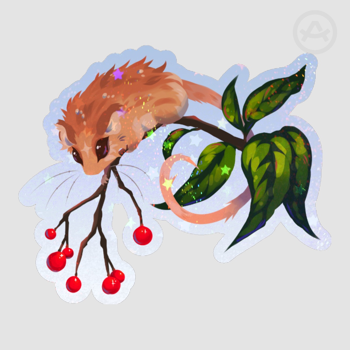 Hazel Dormouse Starry Woodland Holographic Sticker