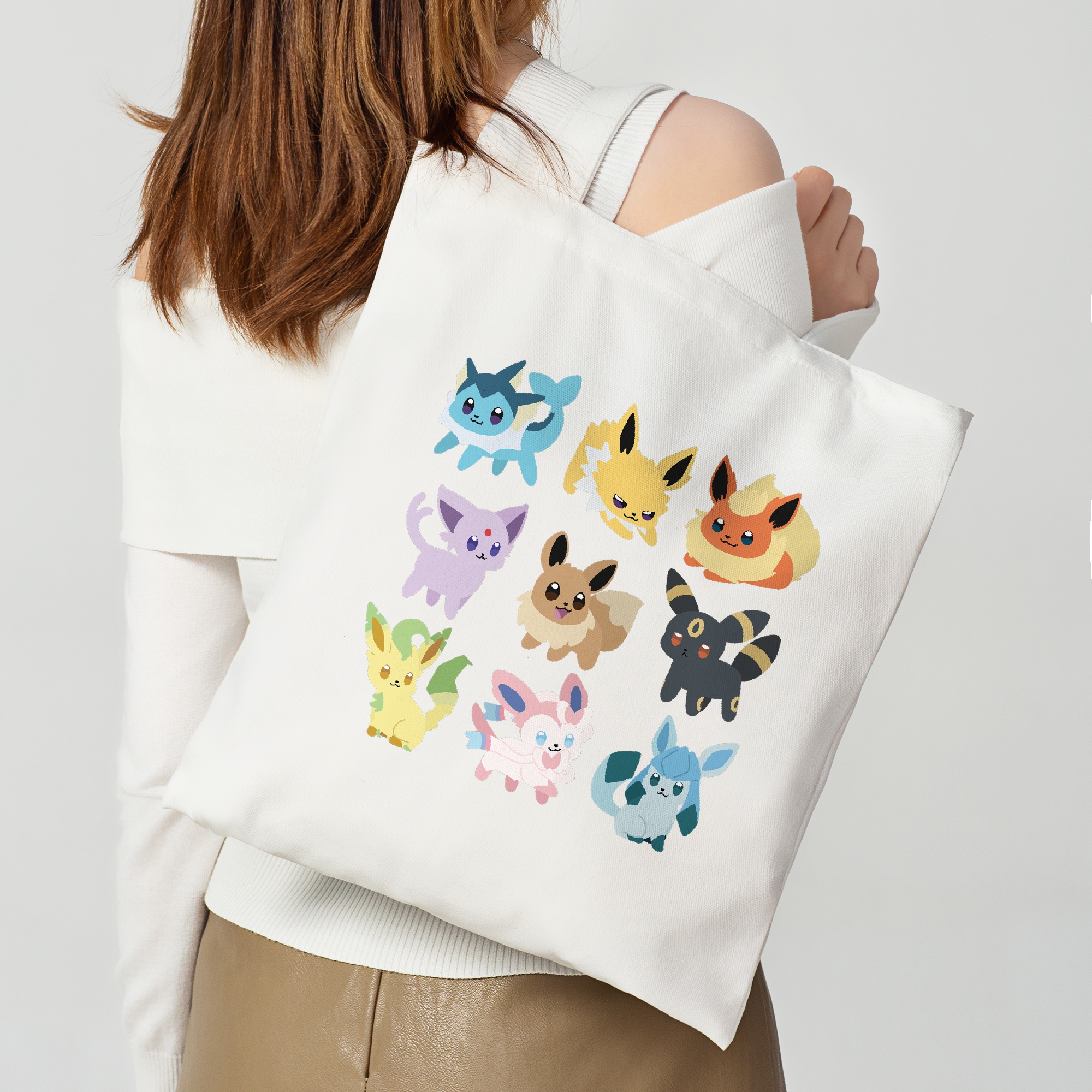 [PKMN] PokéChibi Eeveelution Family Canvas Tote Bag