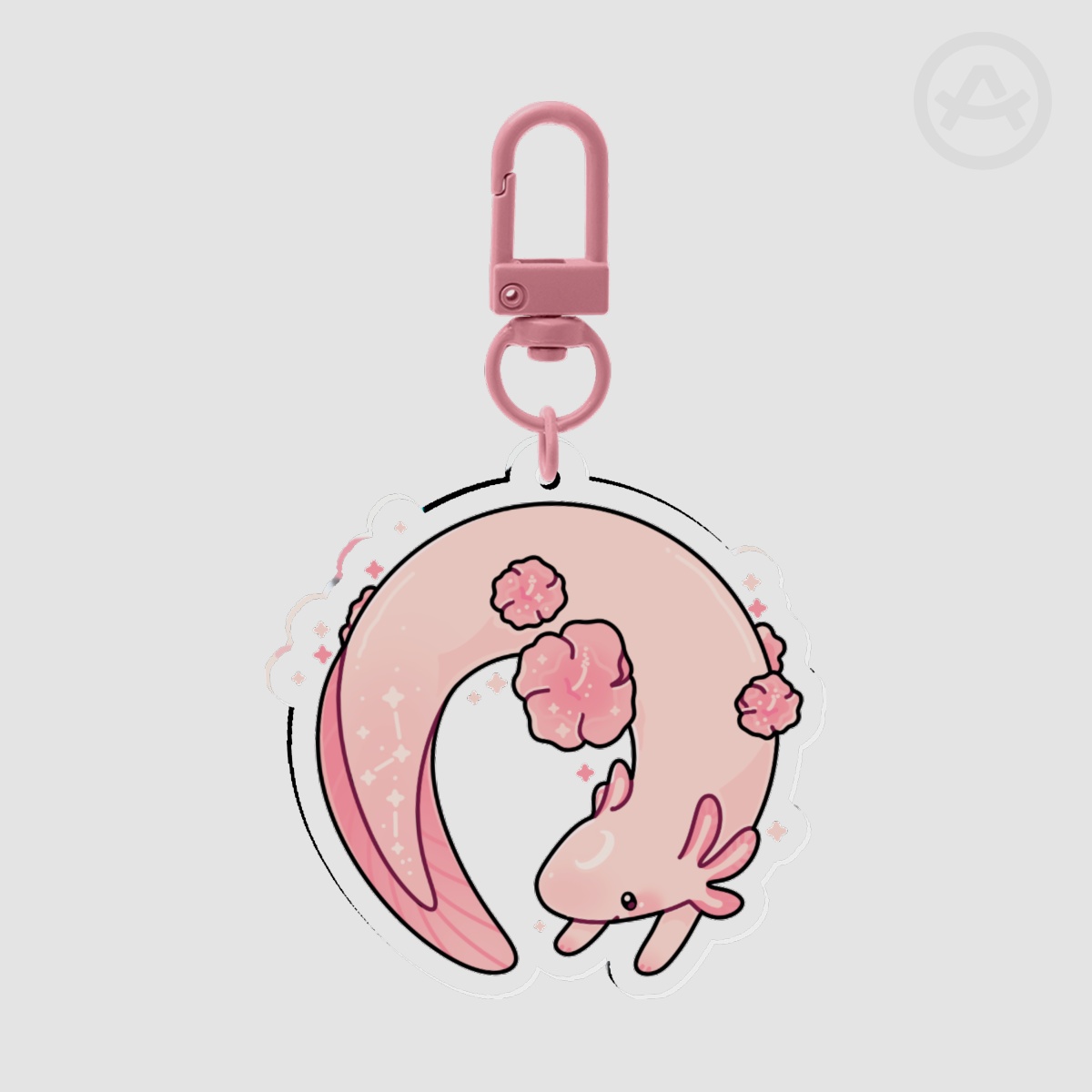 Axolotl crescent moon Clear Acrylic Keychain