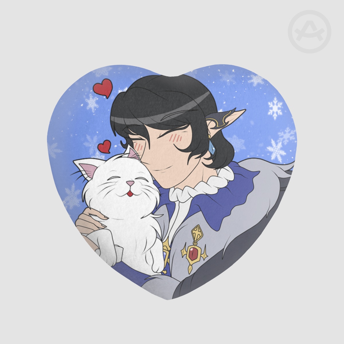Cat Commander Heart Shape Plush Badge [Final Fantasy XIV FFXIV FF14]
