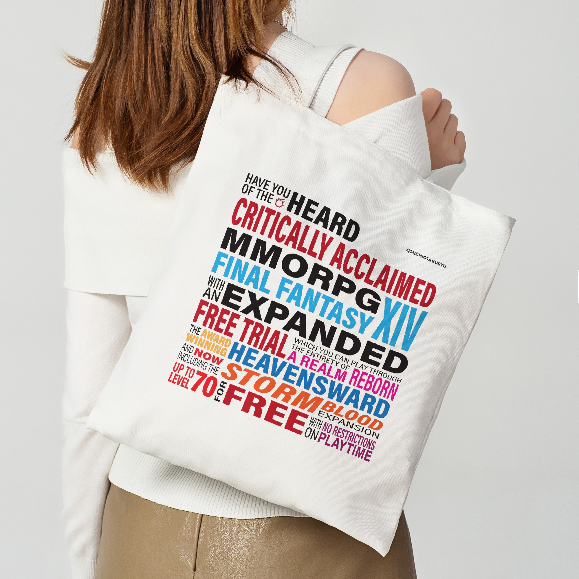 [FF] Critically Acclaimed FFXIV Canvas Tote Bag