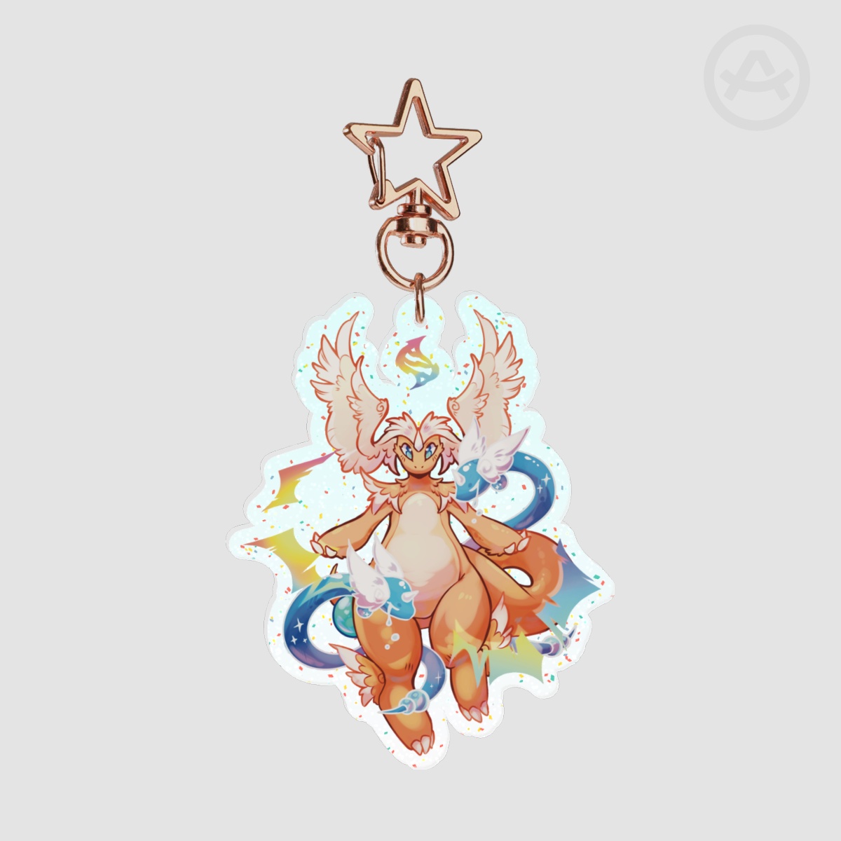 Angel Dragon Glitter Acrylic Keychains