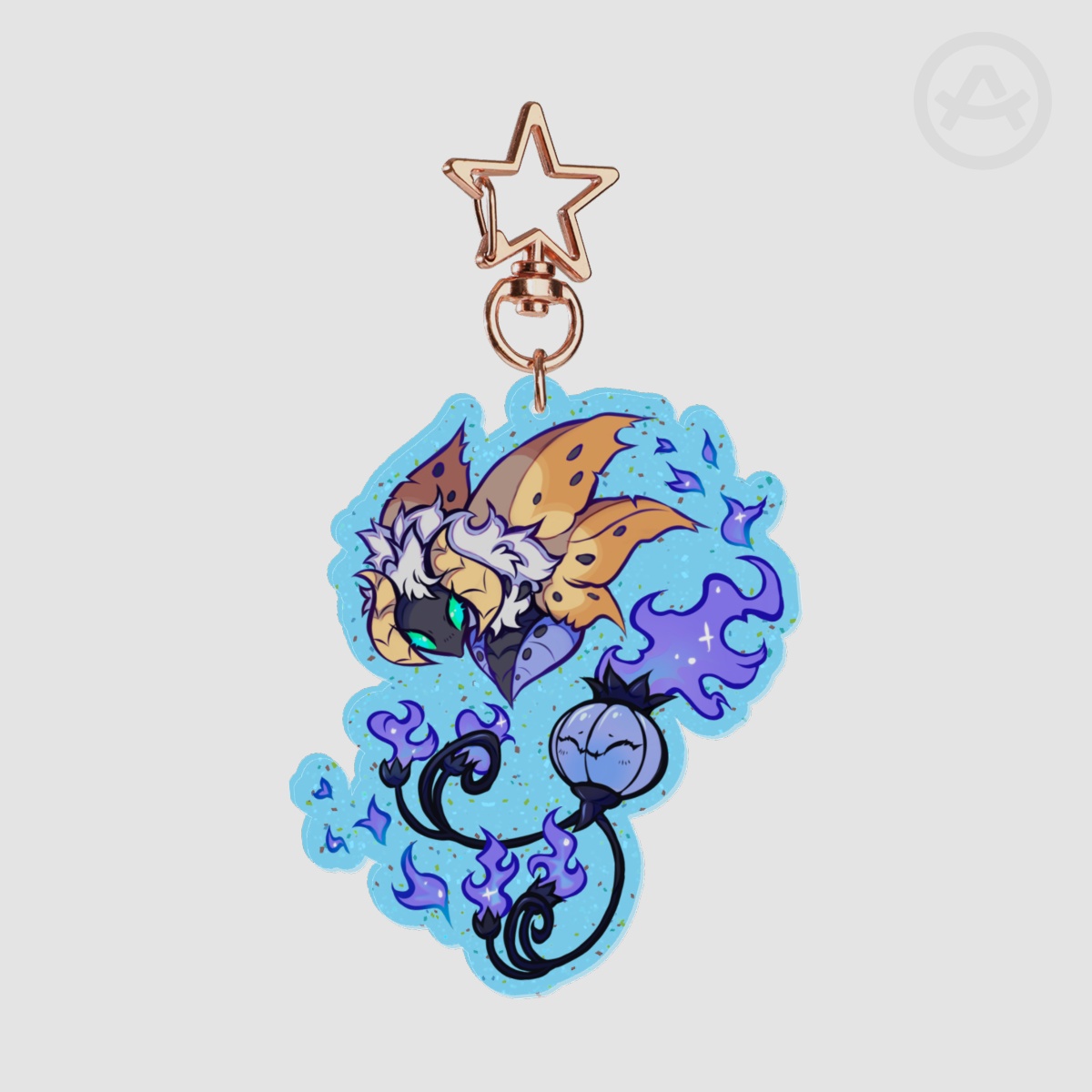 Fiery Dance Glitter Acrylic Keychain - Double Sided