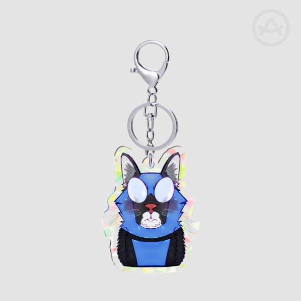 ►Invincible◄Blue Cat sad | Broken Glass Acrylic Keychains