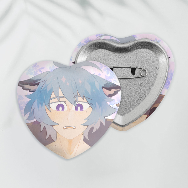 Heart Shape Plush Badge - Wolf boy