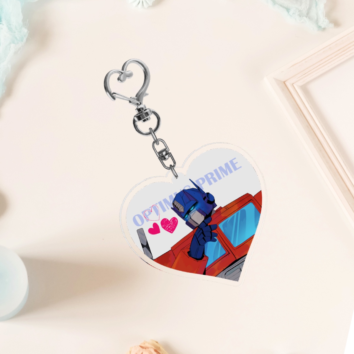 Optimus Prime Heart - Clear Acrylic Keychain