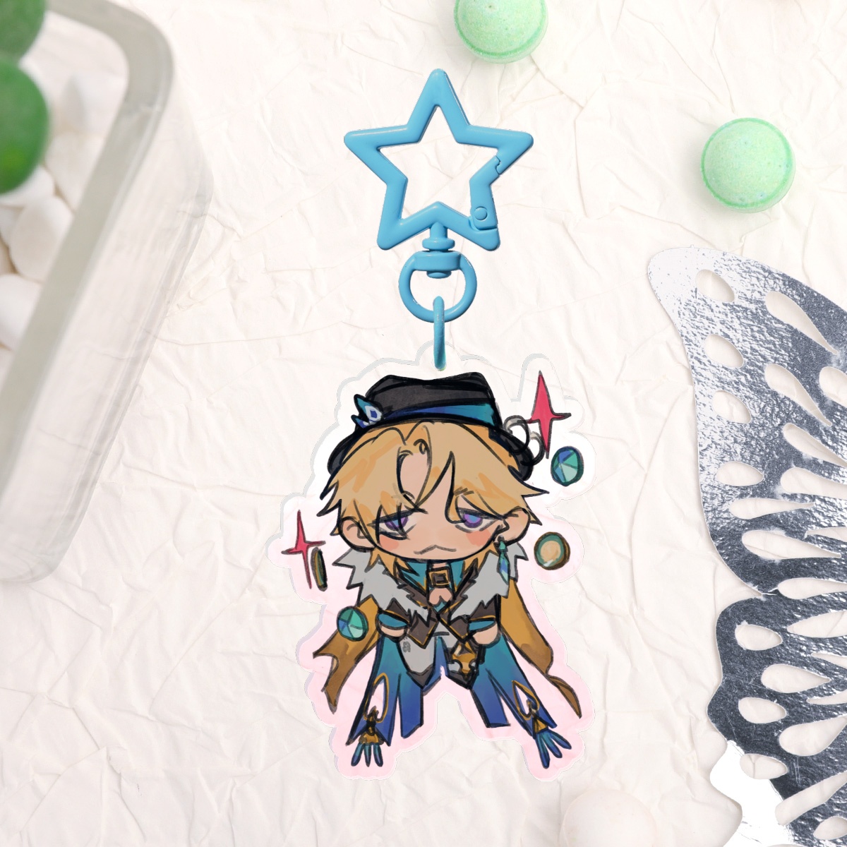 Aventurine Clear Acrylic Keychains