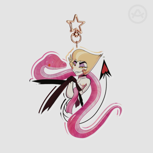 Lucifer And Gummy Snake Clear Acrylic Keychain