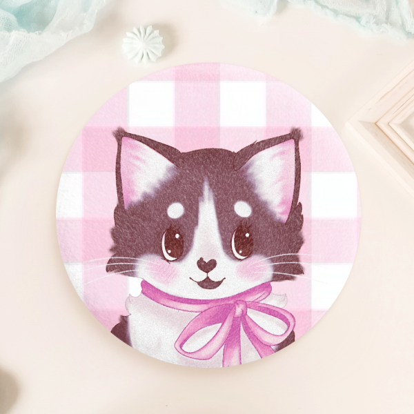 Vintage Tuxedo Kitten Plush Badge
