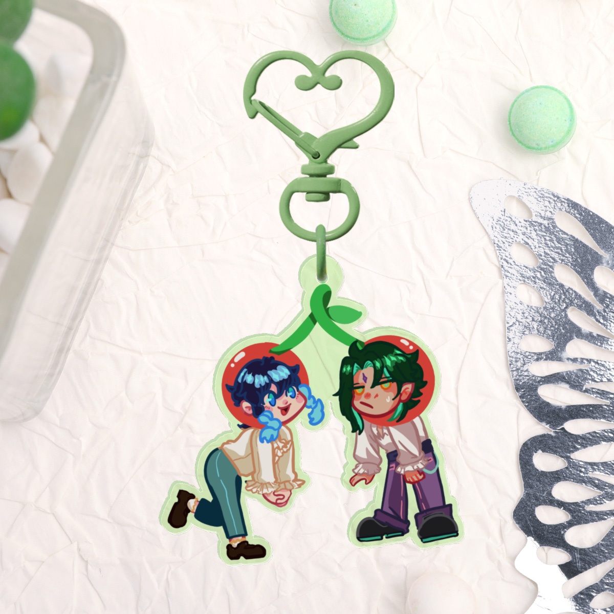 Venti & Xiao Cherry Acrylic Keychain