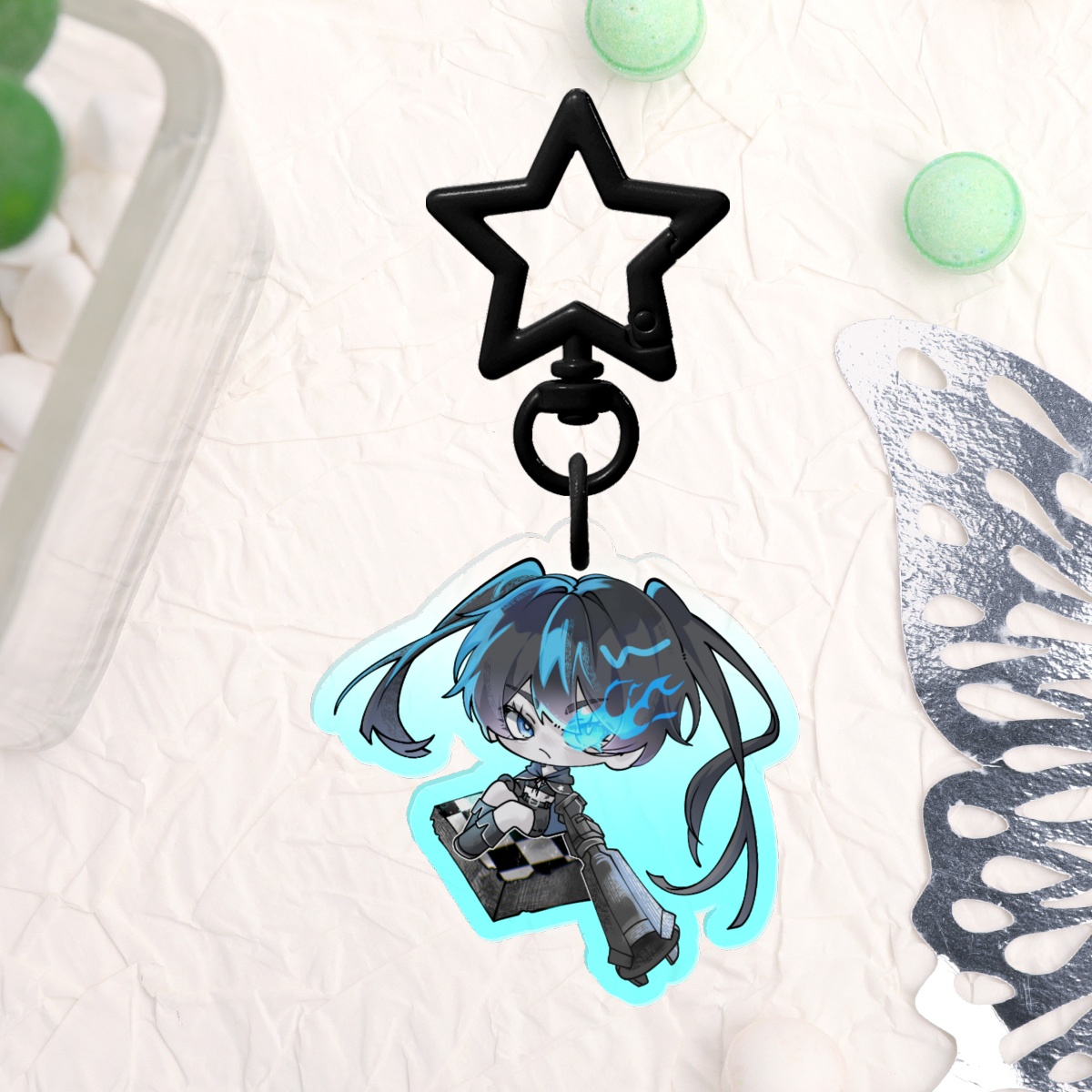 Black Rock Shooter Clear Acrylic Keychains