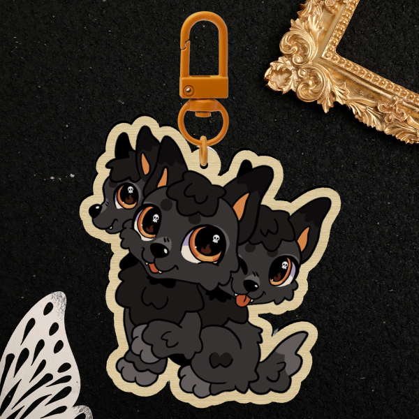 Cerberus - Wood keychain