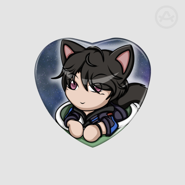 Kitty Cup Caleb Heart Shape Holographic Badges [Love and Deepspace LADS]