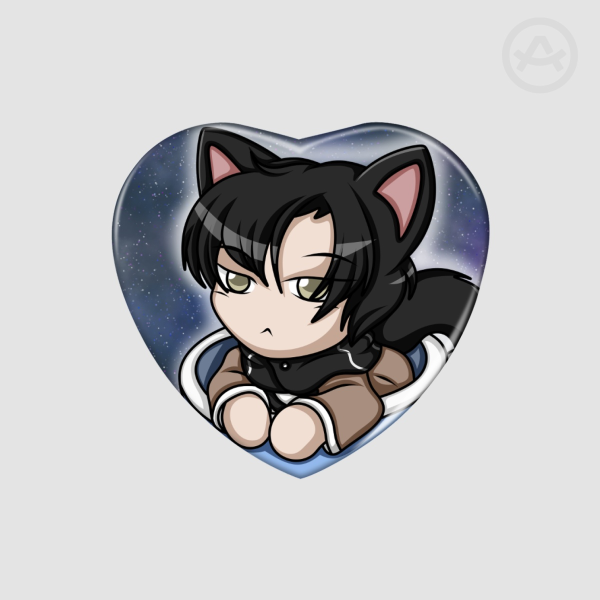 Kitty Cup Zayne Heart Shape Holographic Badges [Love and Deepspace LADS]