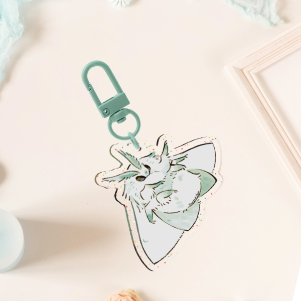 Mint Moths Glitter Acrylic Keychains