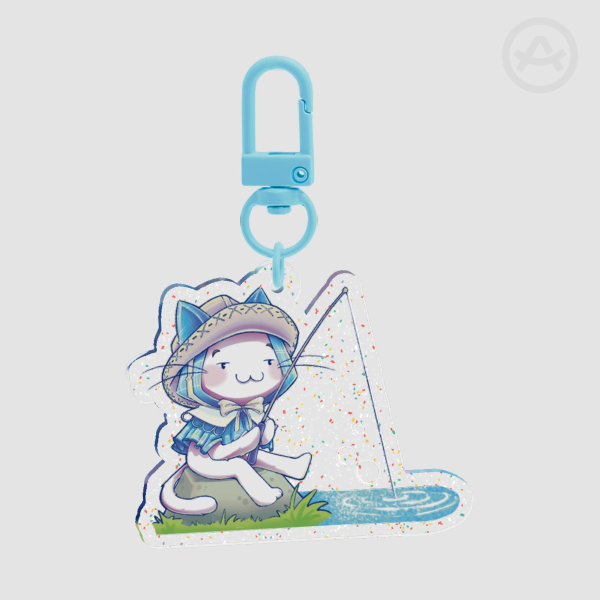 Momo Fishing Glitter Keychaing
