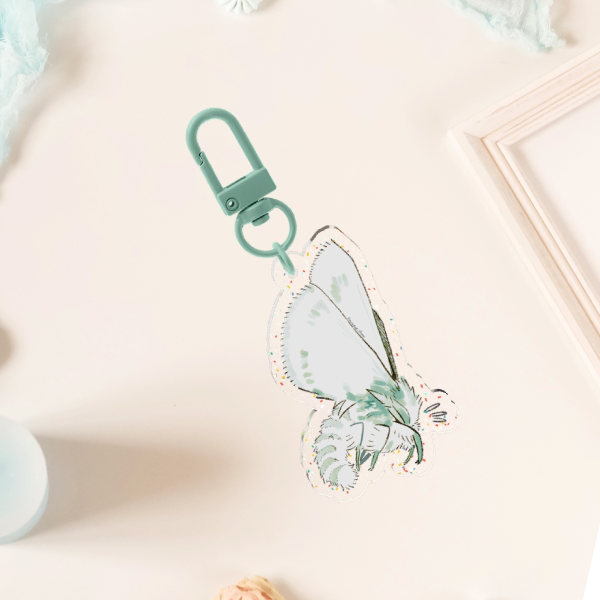 Mint Moths Glitter Acrylic Keychains