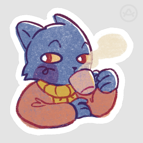 Coffee time Kitty -  Die Cut Sticker