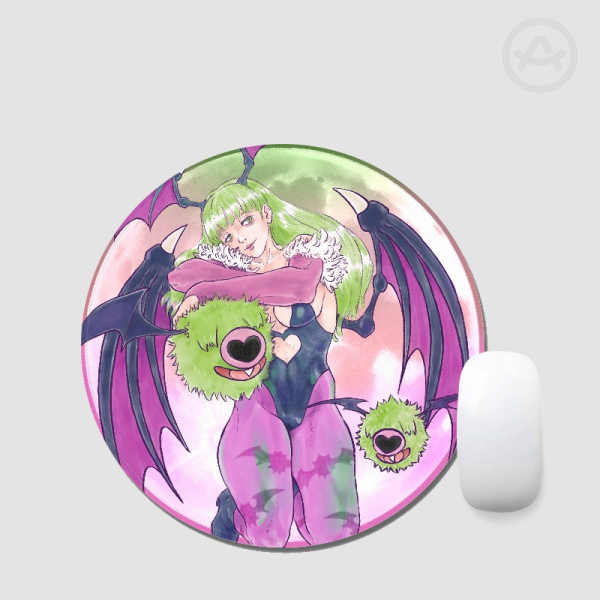 Darkstalkers Morrigan & Woobat P2 Round Mouse Pad