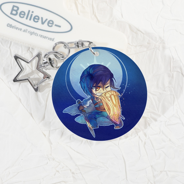 Azure Lions Grumpy Swordsman Lenticular Charm