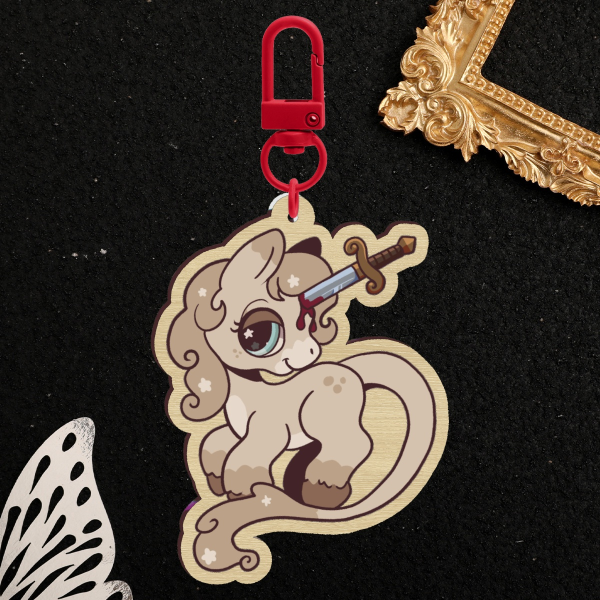 Unicorn - Wood keychain