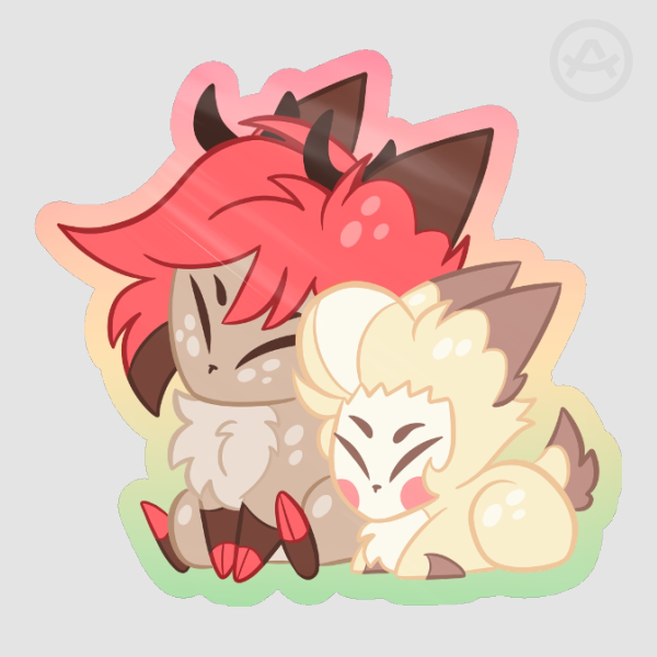 Deer Cuddles Glossy Sticker!