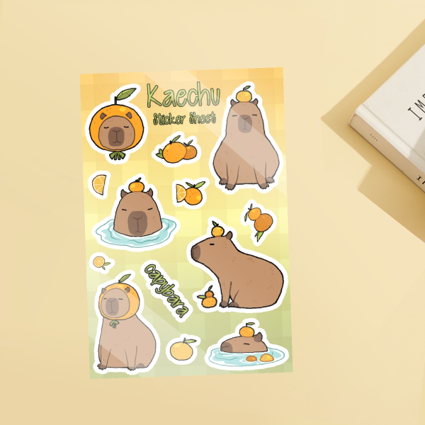 Capybara Orange Sticker Sheet