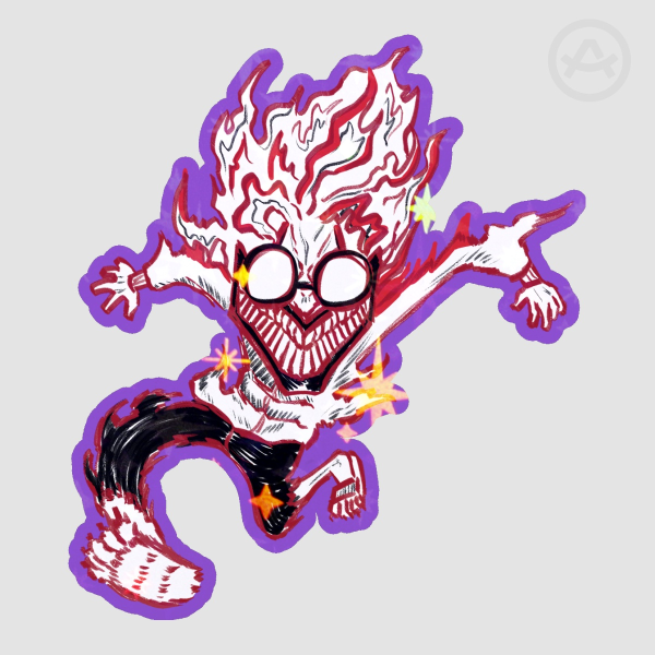 Okarun Colored Edge Die Cut Stickers