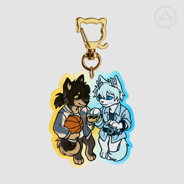 Photo studio puppy and kitty keychain