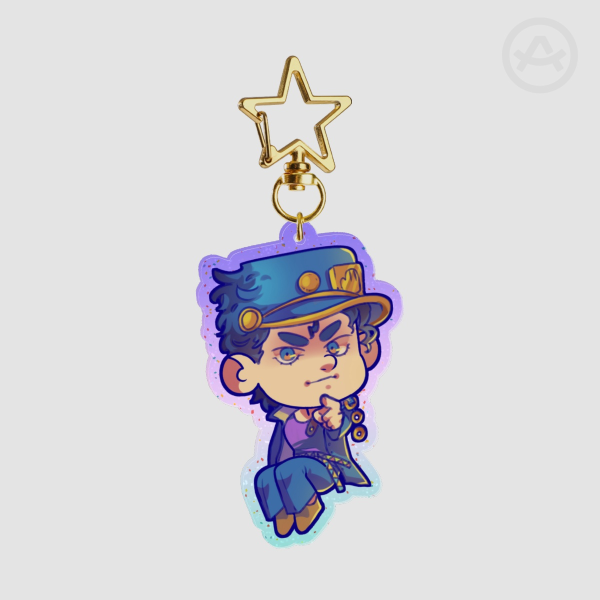 Fan-Made Unofficial JJBA JOJO Jotaro Kujo Sparkle Colored Gradient Acrylic Keychain