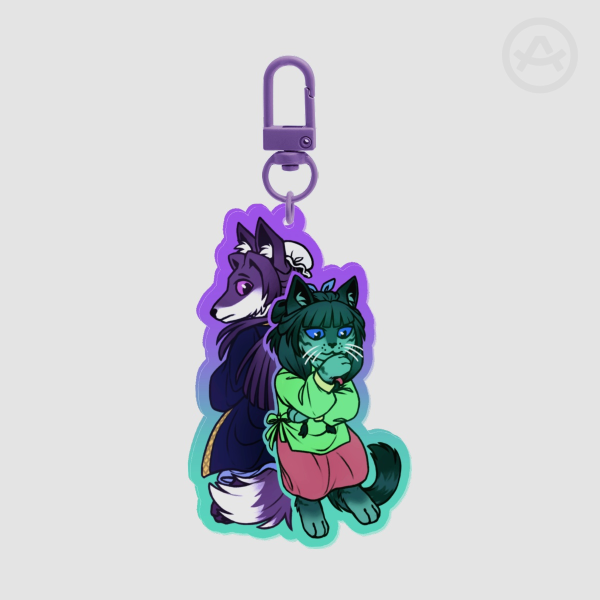 Apothecary cat and fox keychain