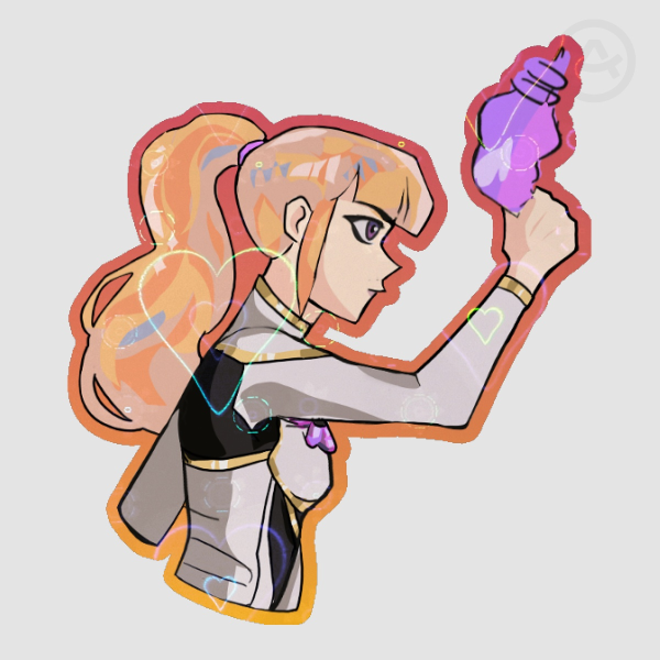 MOON 2''  Holo Heart Firework Sticker
