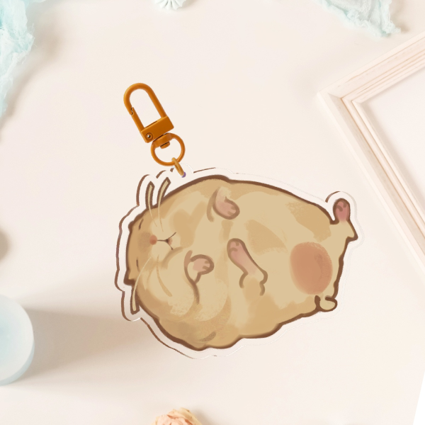 Sleepy Hamster Clear Acrylic Keychain
