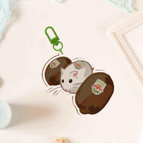 Kiwi Hamster Clear Acrylic Keychain
