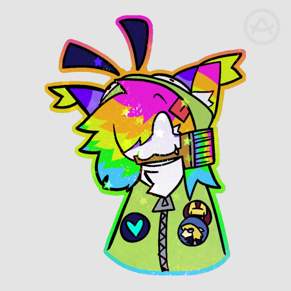 Dizzy Party Paintbrush Holographic Sticker