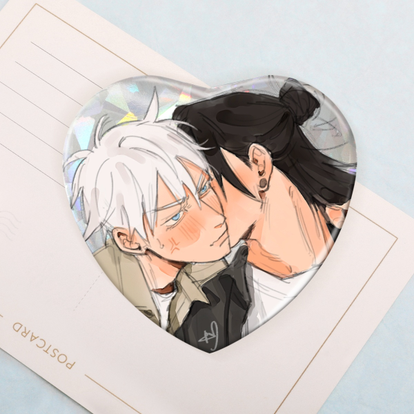 Satosugu Heart Shape Holographic Badge