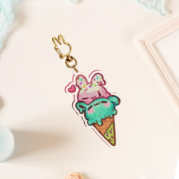 Bunny's Cream Clear Acrylic Keychain