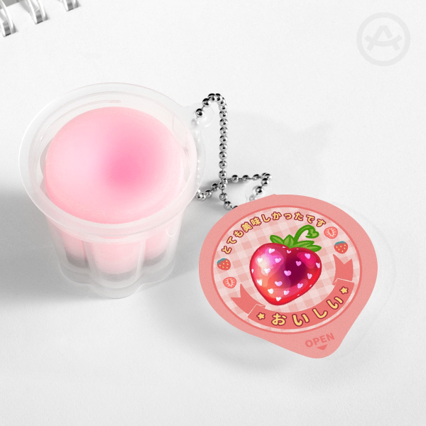 Strawberry Squishy Pudding Jelly Keychains