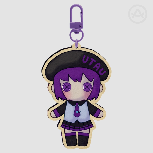 Utane Uta Defoko Plush Wood Keychain